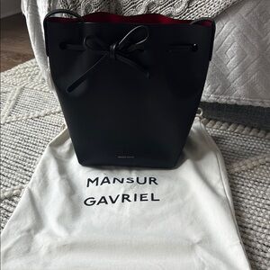 Mansur Gavriel Black and Red Bucket Bag
